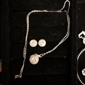 CZ Sterling Silver Earring and Necklace Set